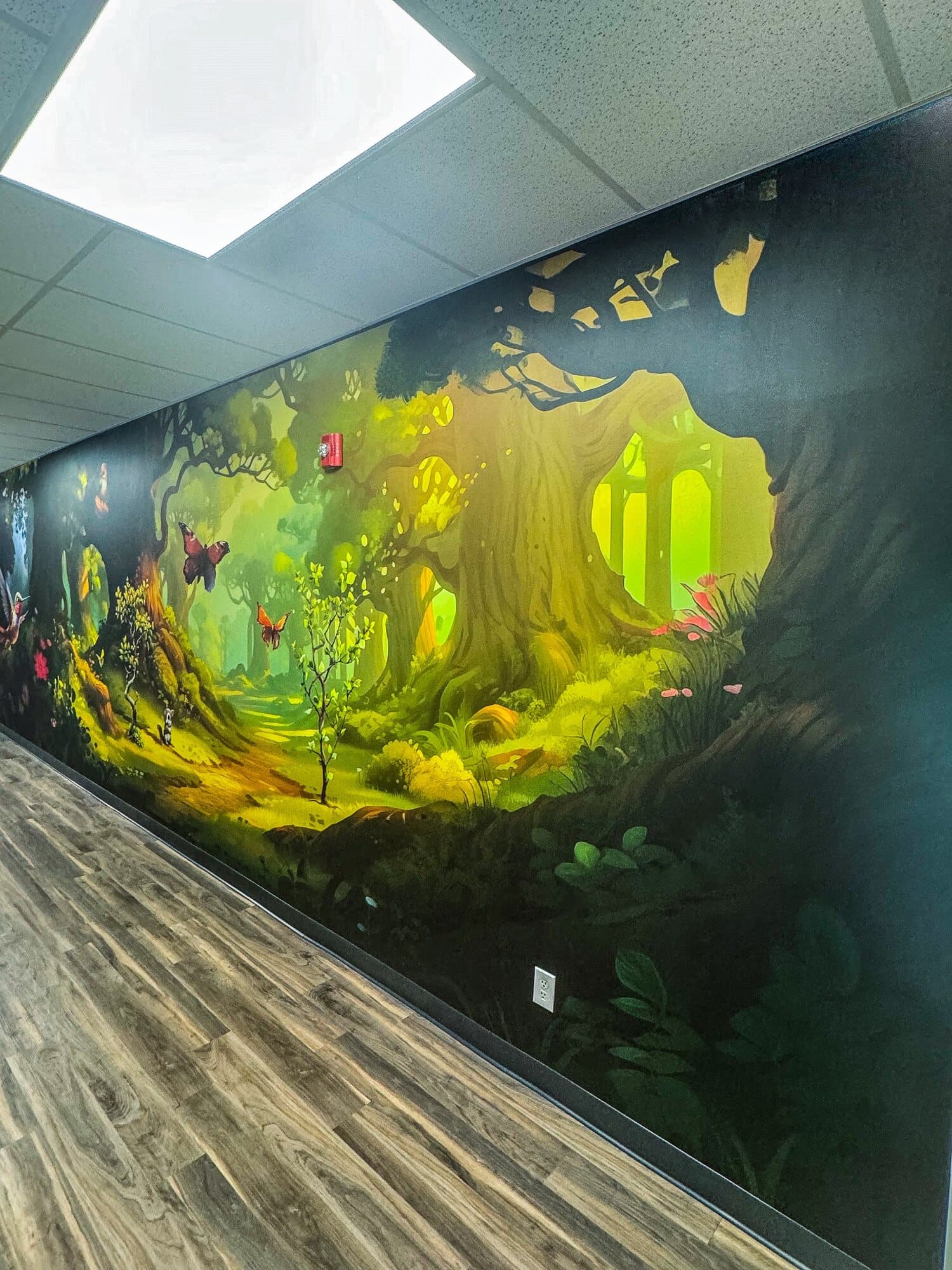 Faith Roots immersive forest corridor mural
