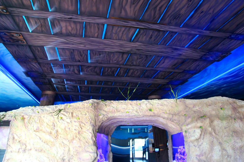 IBOC sculpted faux rock portal and themed pier structure