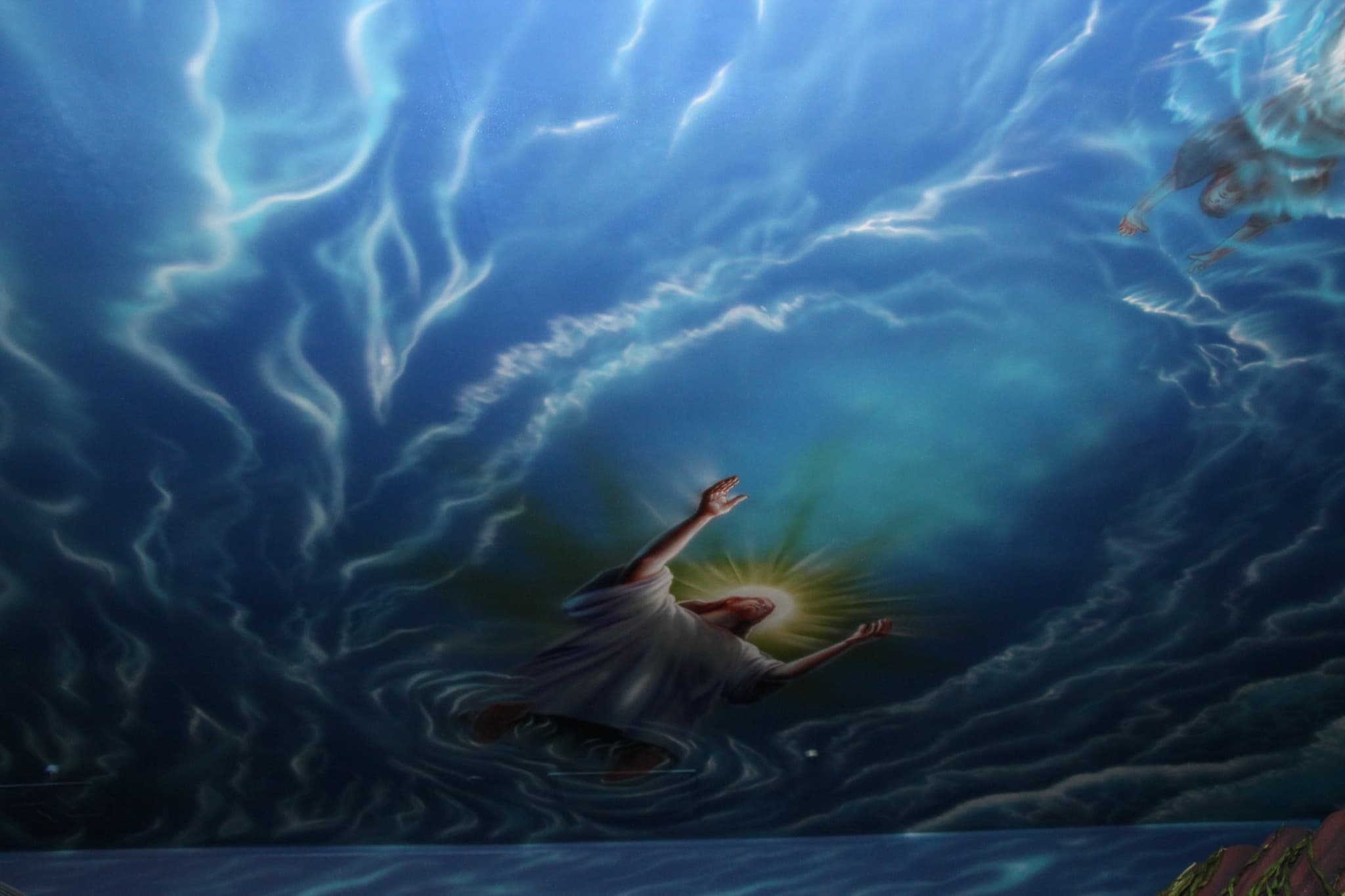 IBOC hand-painted underwater ceiling scene