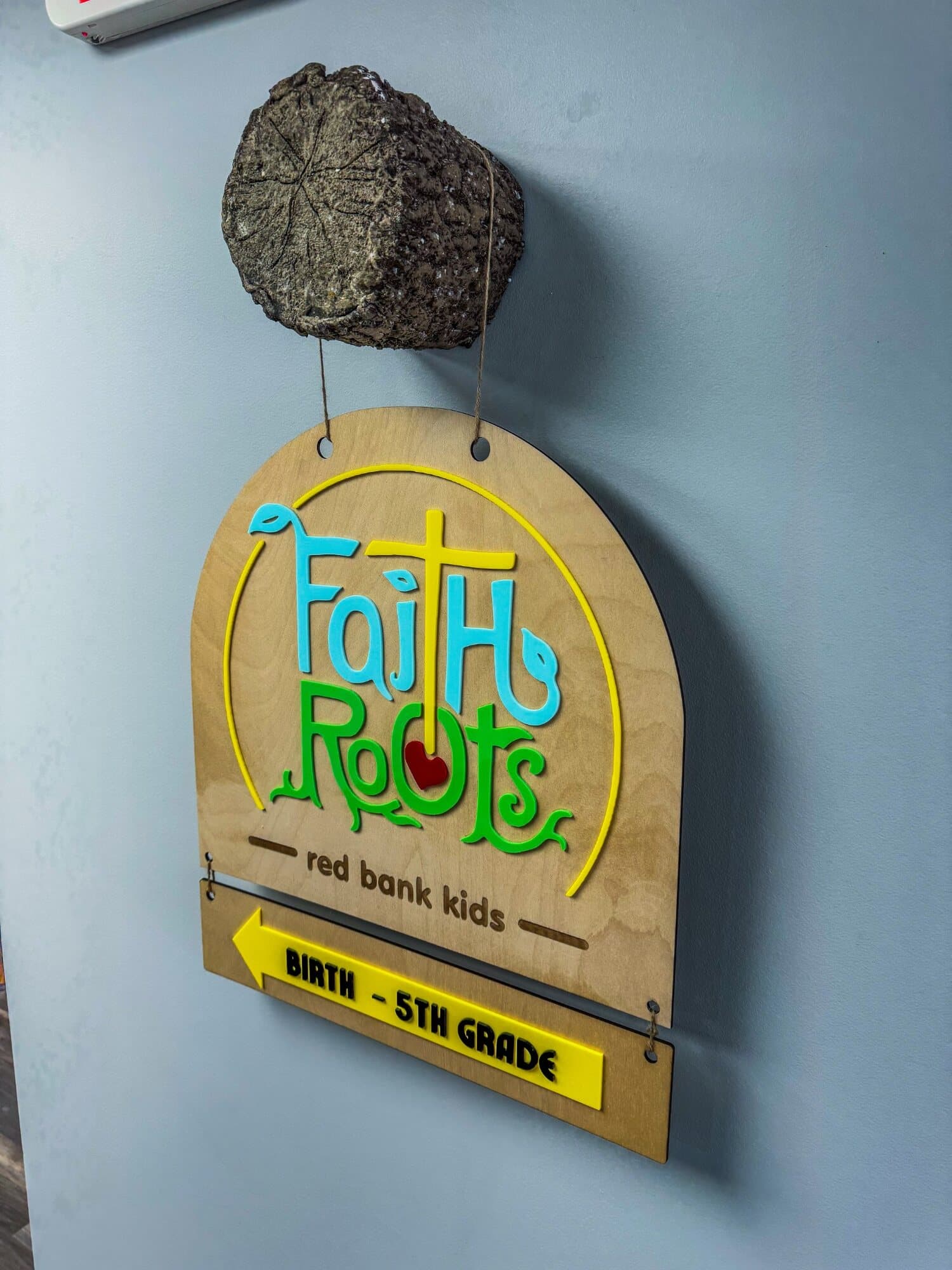 Custom Faith Roots Red Bank Kids dimensional sign