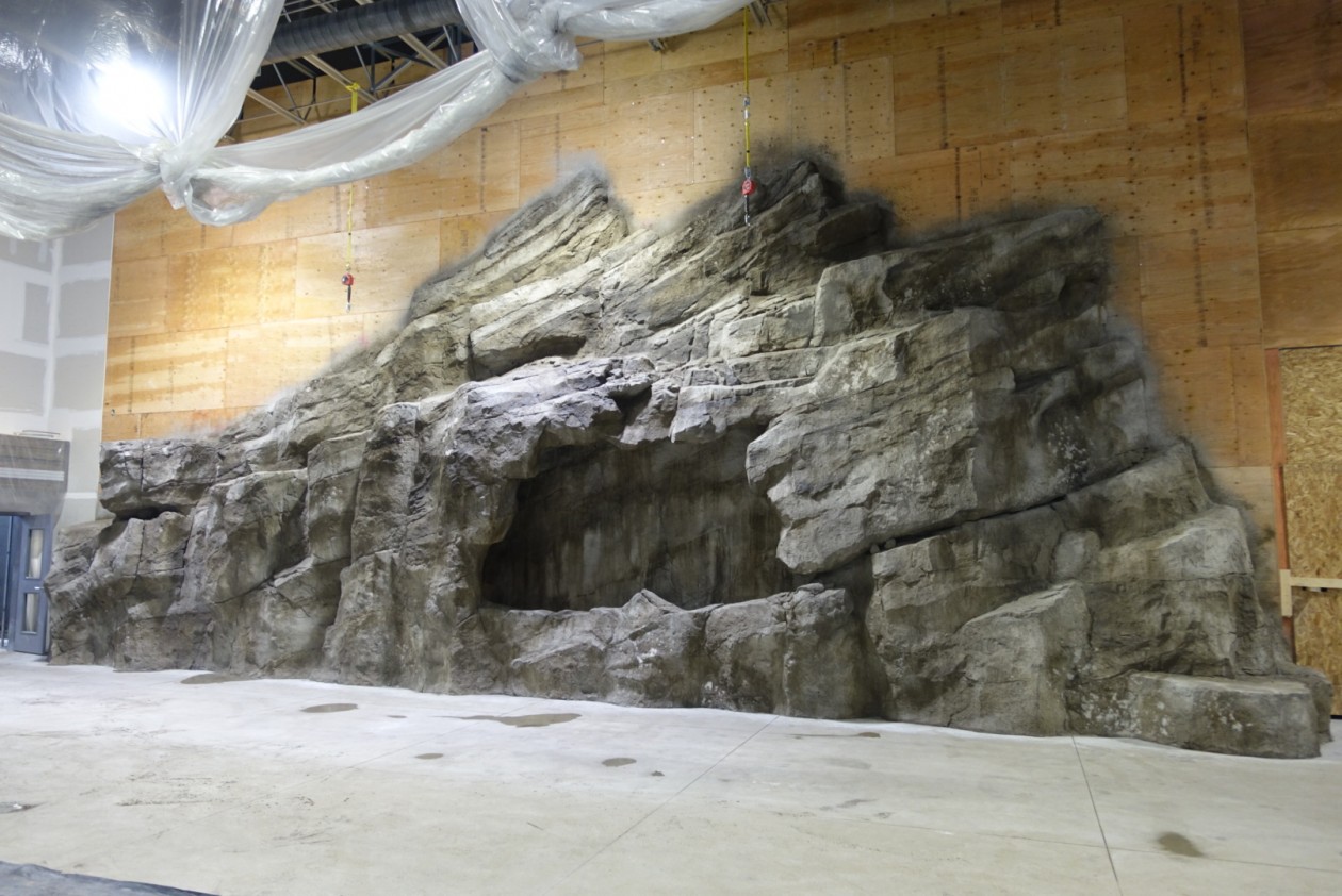 Completed Zeigler Motorsports rock water feature